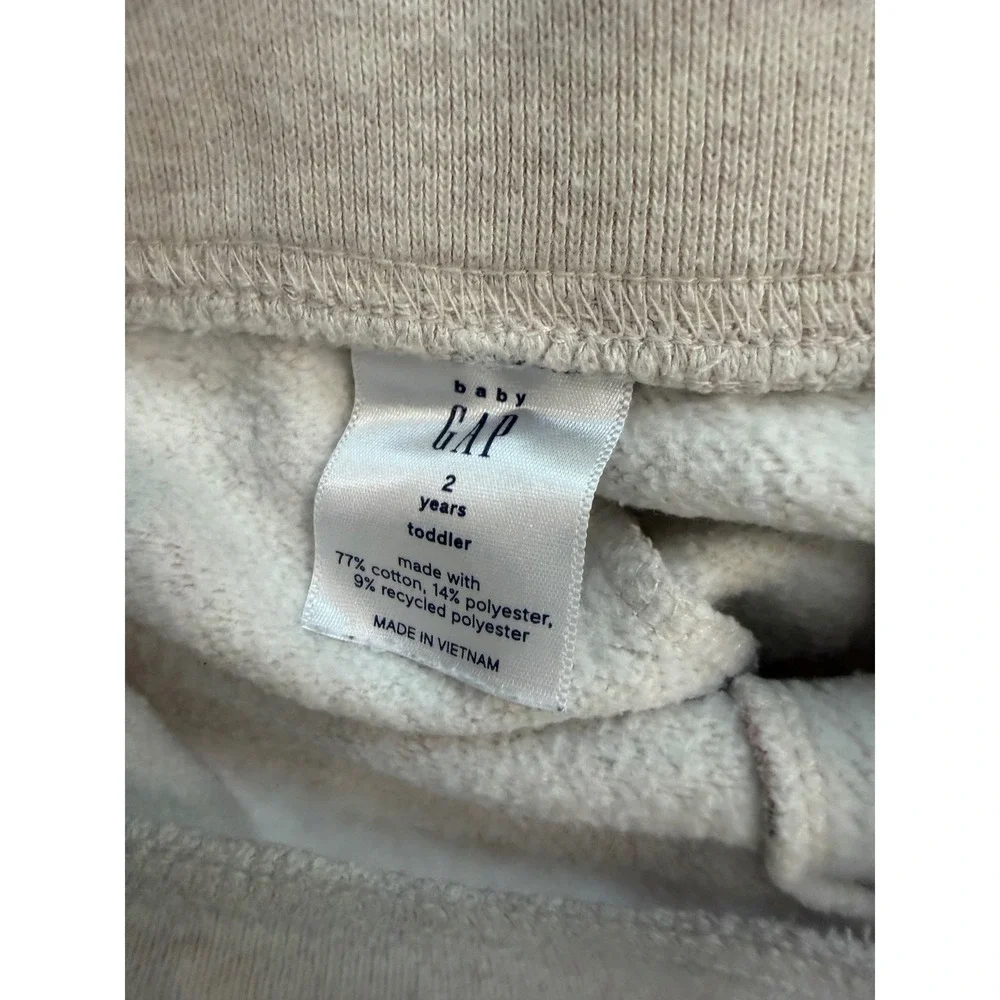 Gap Heart Print Glitter Logo Hoodie Jogger Set Toddler 2T Oatmeal Tracksuit
